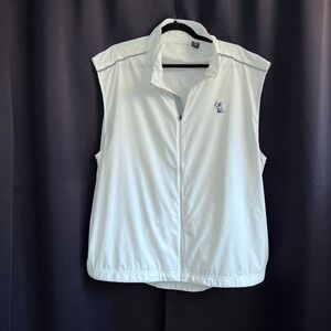 Full Turn Mens Golf Vest White XL Water Resistant Full Zip Windbreaker